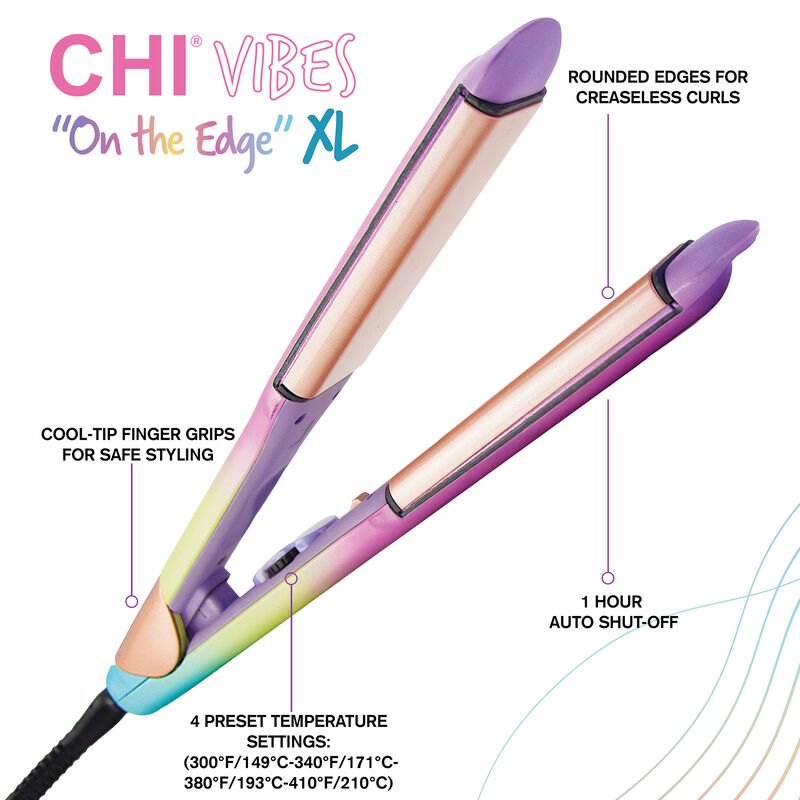 Vibes XL Curved Edge 1.5 Inch Hairstyling Iron, , large image number null